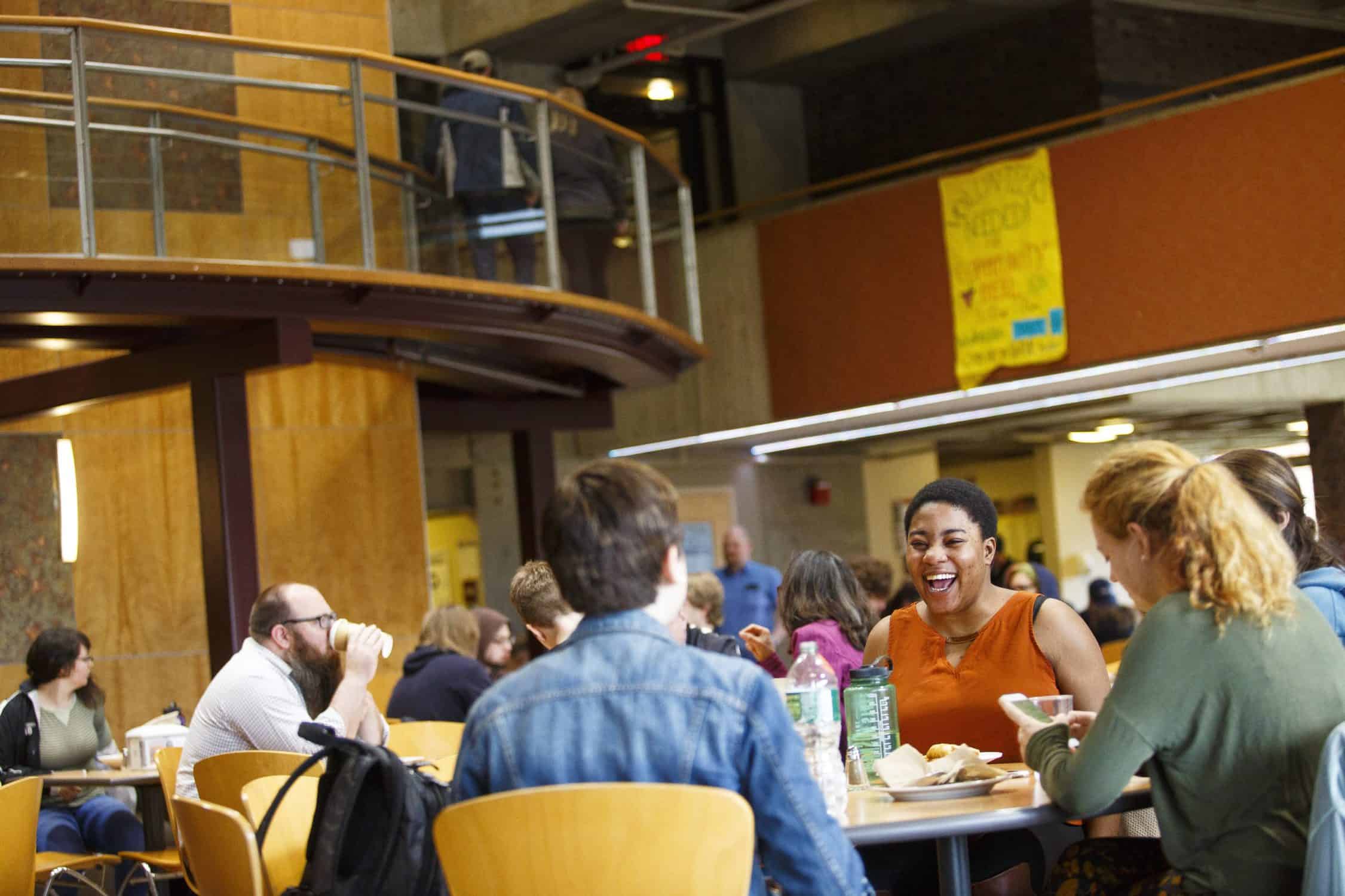 Students enjoy a delicious meal in the dining hall