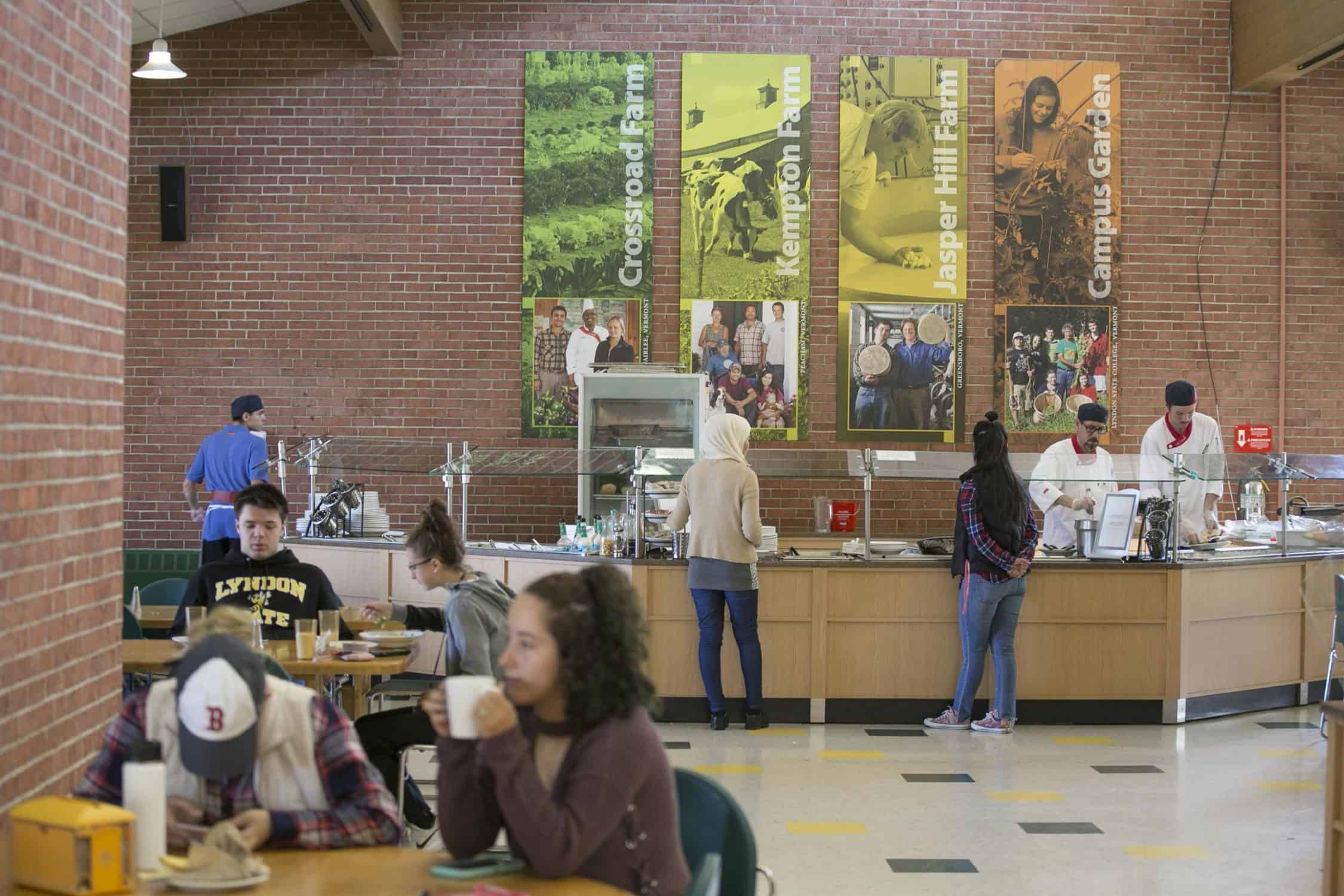 The dining hall offers a variety of meal choices and plenty of seating